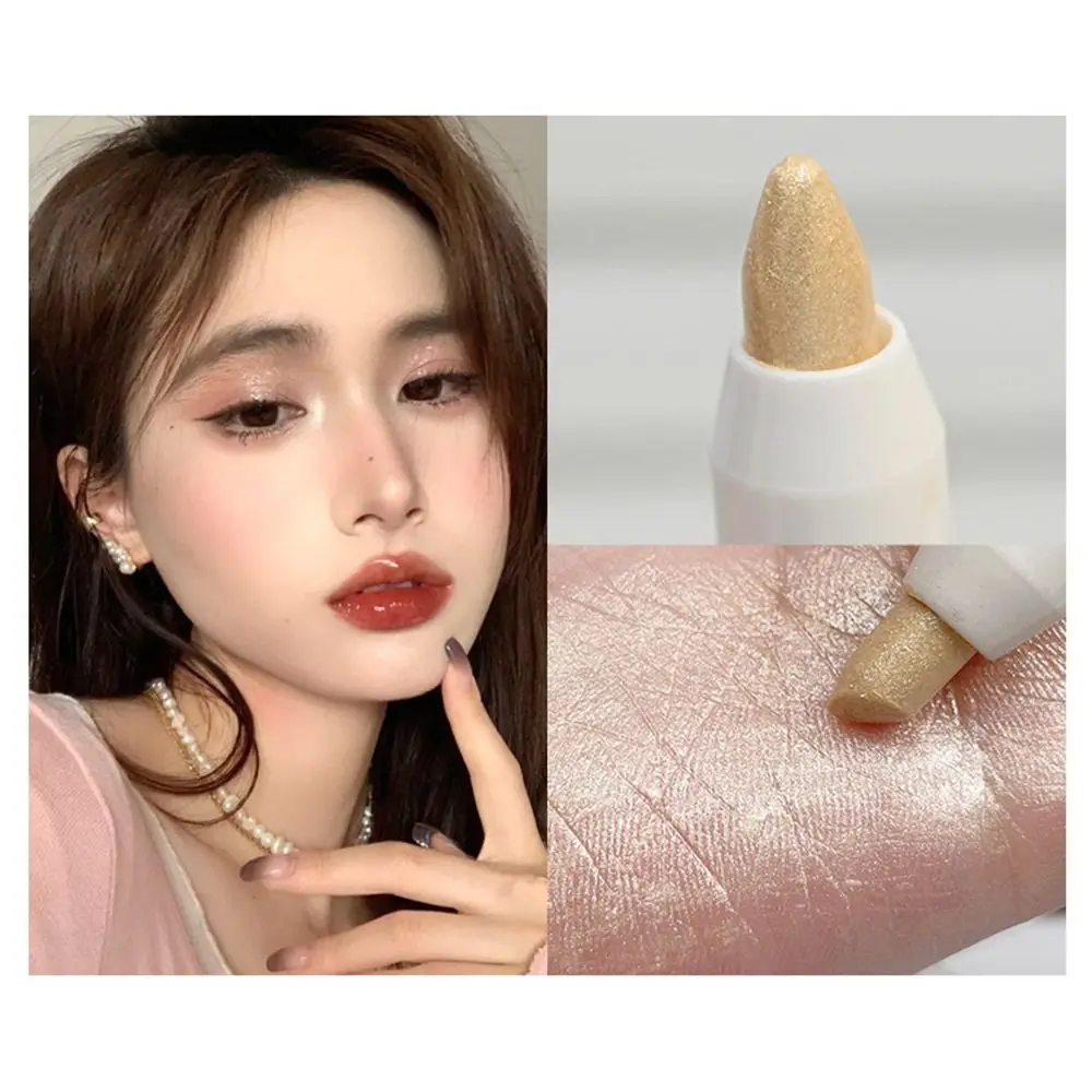 قلم ظلال عيون هايلايت، عصا ظلال عيون تدوم طويلاً، أبيض لامع، هايلايتر حريري متعدد الاستخدامات، أبيض غير لامع