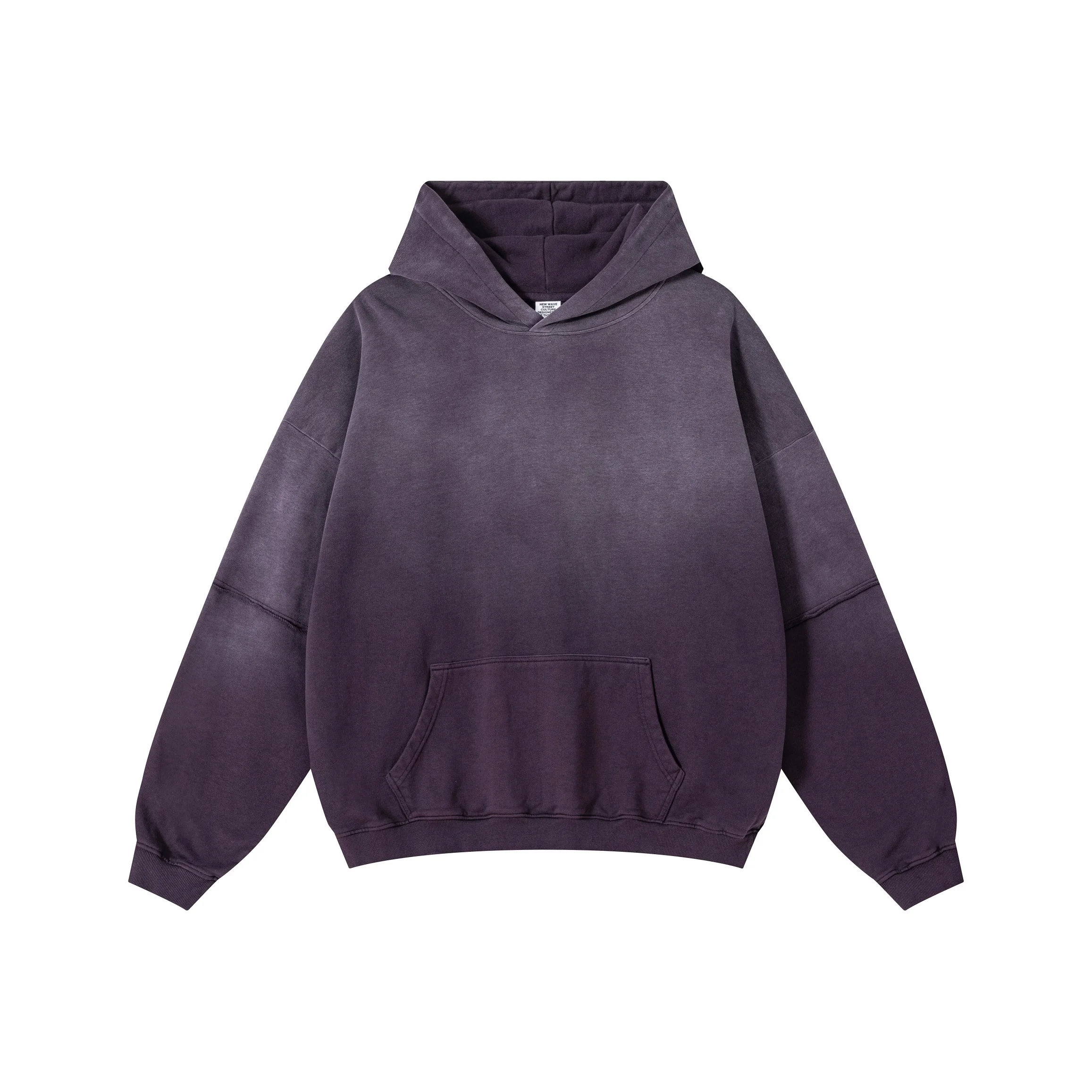 

2025 Autumn Oversized Vintage Hoodie Gradient Fake Two Piece Hooded Sweatshirt for Men Cotton Pullover Casual Top Streetwear
