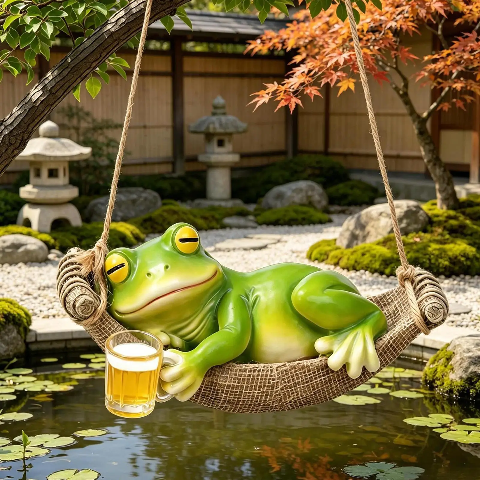 

Frog Garden Decor Realistic Small Frog Swing Pendant Outdoor Animal Garden Ornaments for Indoor Yard Pathway Patio Lawn Porch