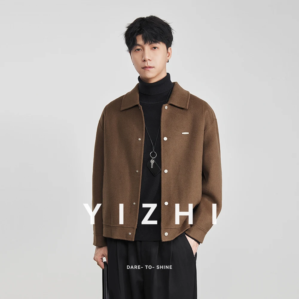 

Fashion Men's Wool Jacket 2025 Autumn Winter New High-End Short Double-Faced Wool Overcoat Jacket