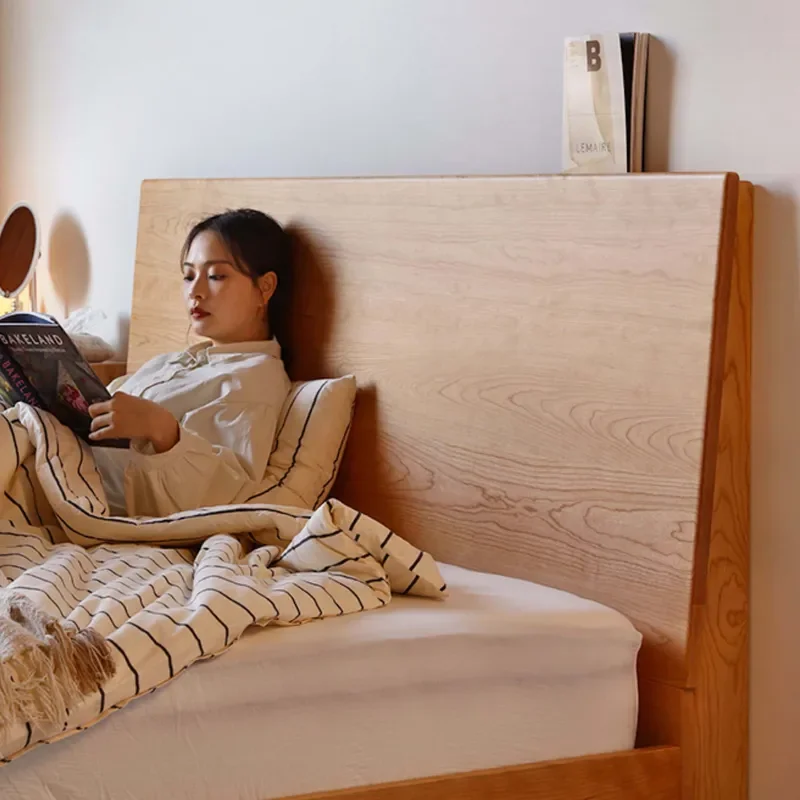 for Nordic Solid Wood Suspended Bed Japanese Simple Oak Floating Bed for Small Apartment Bedroom Flush Edge Design 1.5m 1.8m