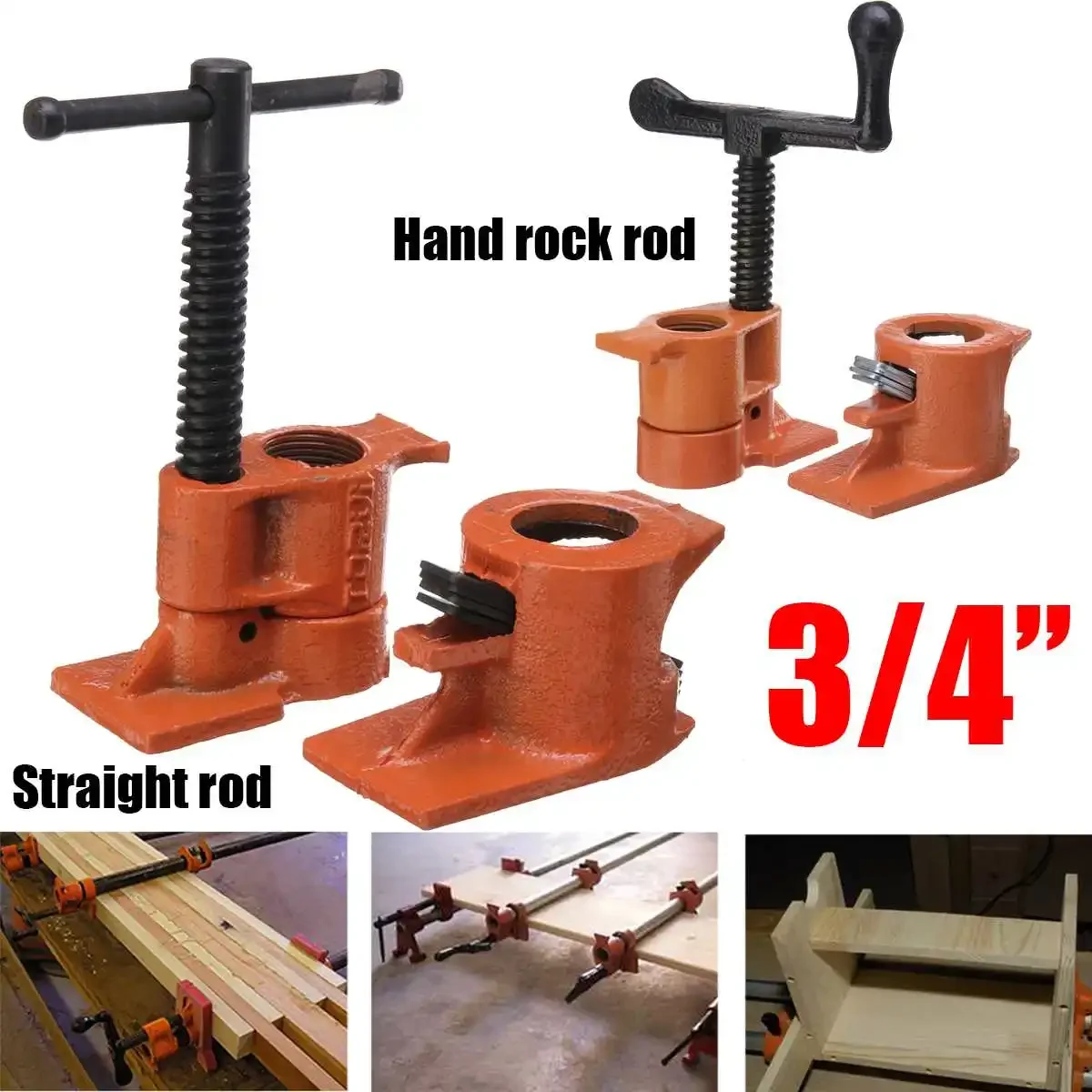 3/4 Inch Clamp Heavy Duty Pipe for Woodworking Wood Gluing Pipe Clamp Steel Cast Iron Pipe Clamp Fixture Carpenter Hand Tool