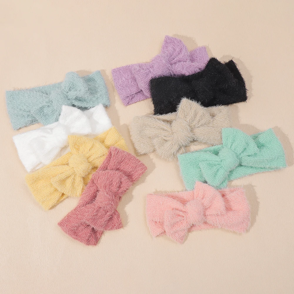 

27PC/lot New Crochet Knit Bow Headband Baby Fur Elastic Hairbands Infant Toddler Head Wraps,Children Girls Photo Props Headwear