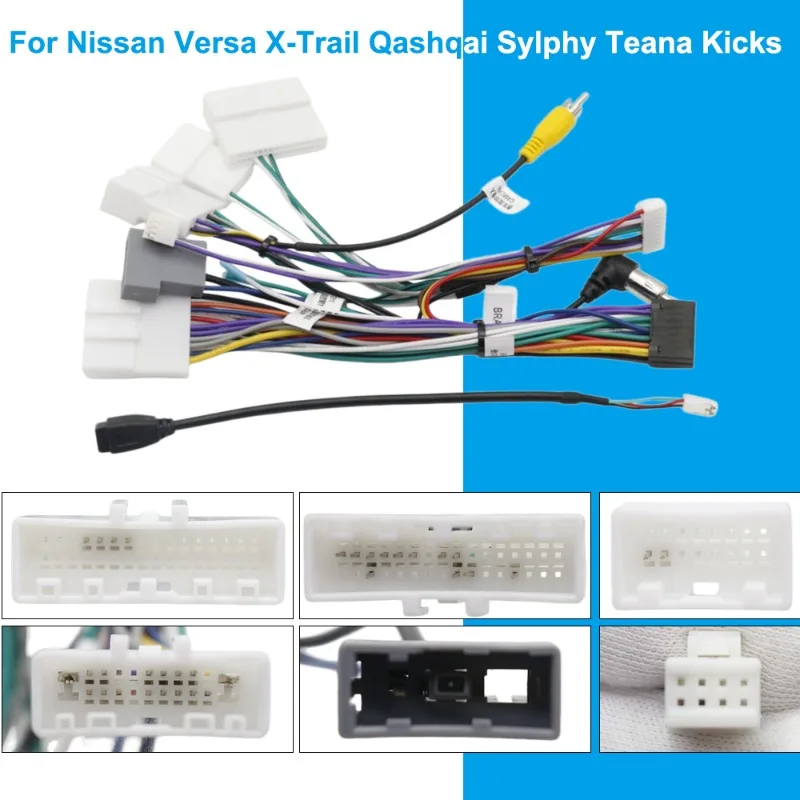 16 Pin Android Radio Wiring Harness with CANBUS Box RZ-DF02 For Nissan Versa X-Trail Qashqai Sylphy Teana Kicks