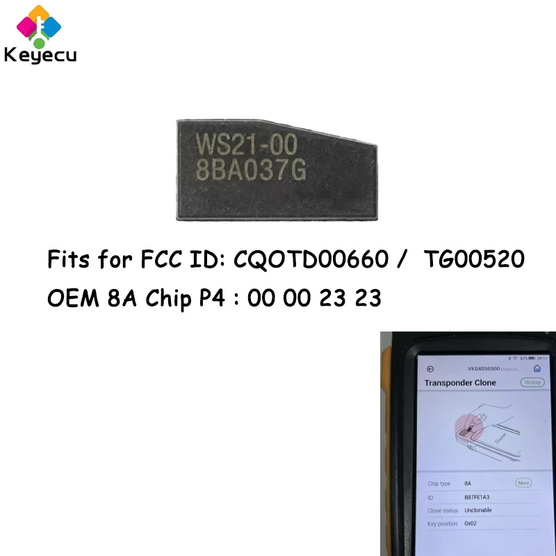 

KEYECU Original New Transponder Chip 8A 128Bits for Kia K3 Forte Serato Ceed K5 Niro Flip Key CQOTD00660 TG00520 P4 00 00 23 23