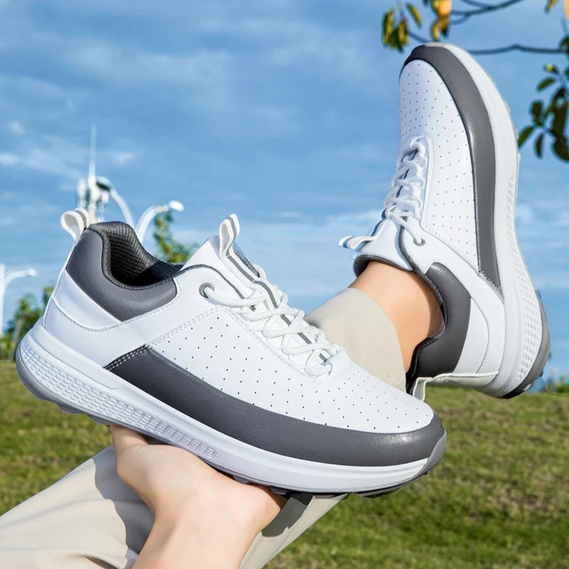 أحذية جولف للرجال والنساء أحذية رياضية جلدية خارجية مسطحة للمشي احترافية عصرية ناعمة مقاس كبير أزرق أسود 39-47 #2