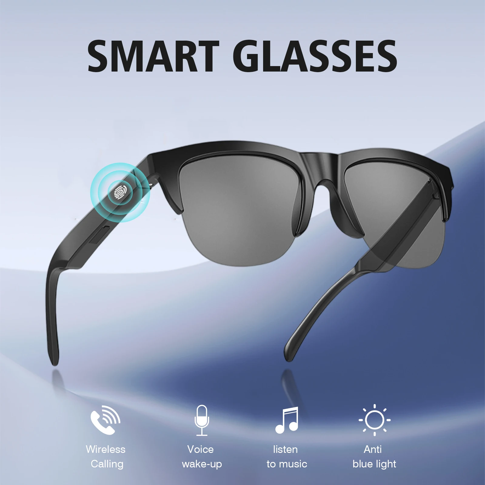 

Новые умные очки с защитой от синего света 2024, беспроводные звонки, воспроизведение музыки, сенсорный голосовой помощник, подходят для мужчин/женщин