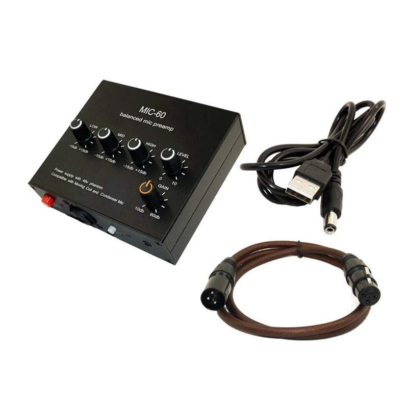 Mikrofon dinamis seimbang Amplifier musik Audio Amplifier MIC-60 dengan 48V Phantom Power-ABDQ