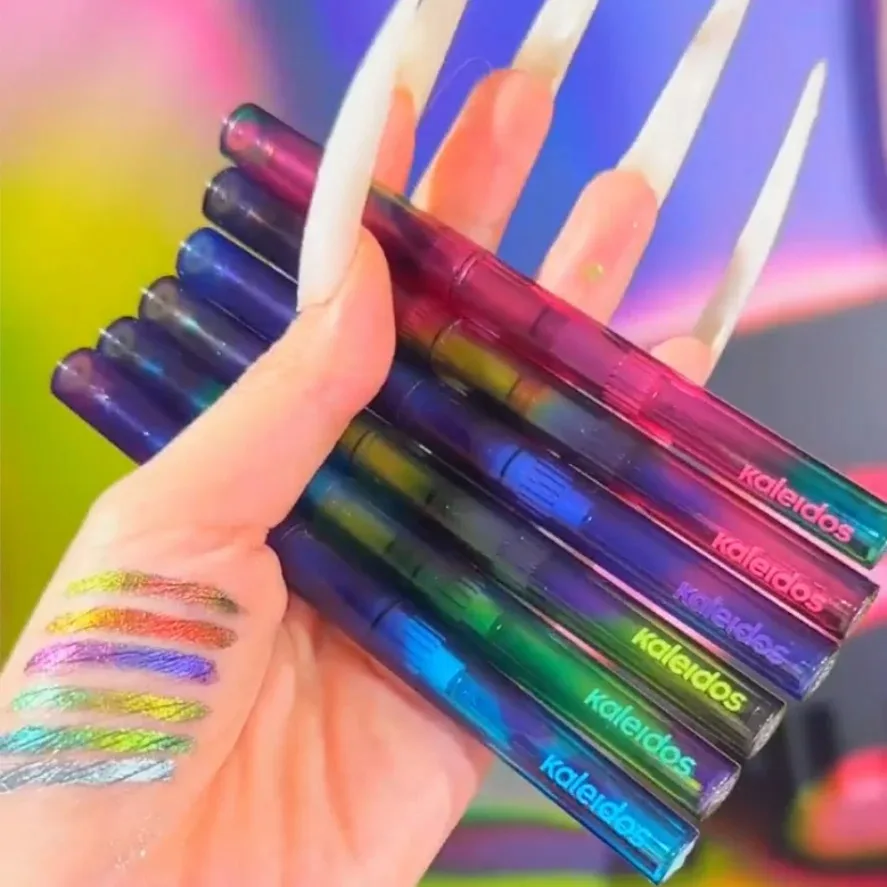 Kaleidos Eyeliner Gel Pencil 6 Pcs Waterproof Chameleon Long Wear Glitter Metallic Eye Pen High Pigment Eye Shadow Stamp
