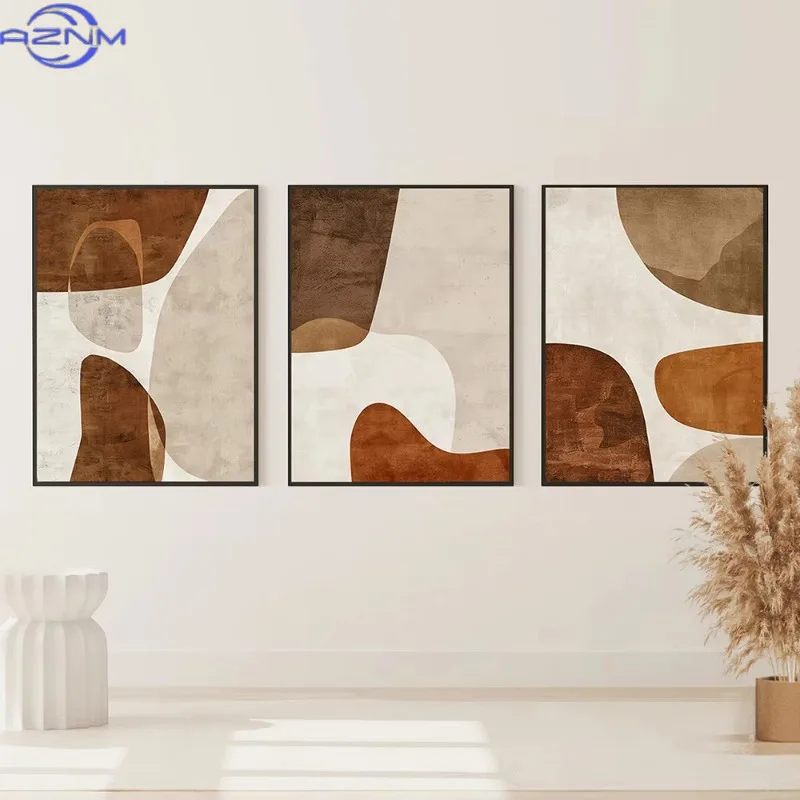1pc/3pcs Abstract Beige Tan Wall Art Prints - Textured Canvas Posters, Modern Minimalist Design for Living Room Home Decor, Fram