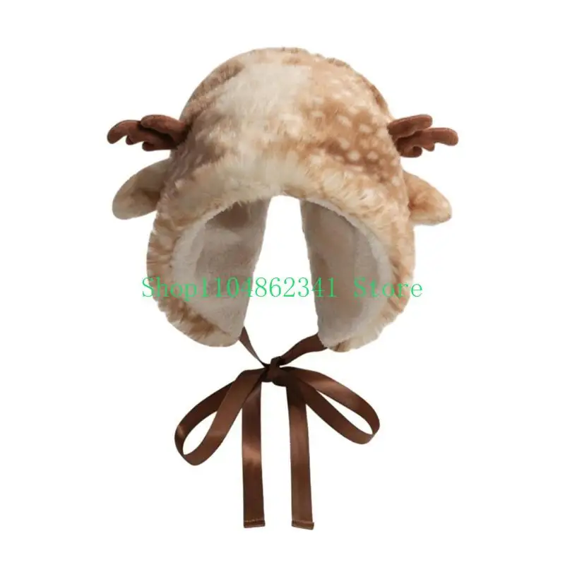 652F Adult Teens Elk Spotted Ear Hat Winter Skiing Windproof Thicken Trapper Hat