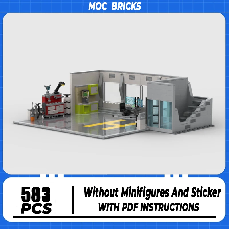 

Moc Building Block Garage Famous Movie Scene Model Technology Brick DIY Assembly Modular Construction Toy For Holiday Gifts