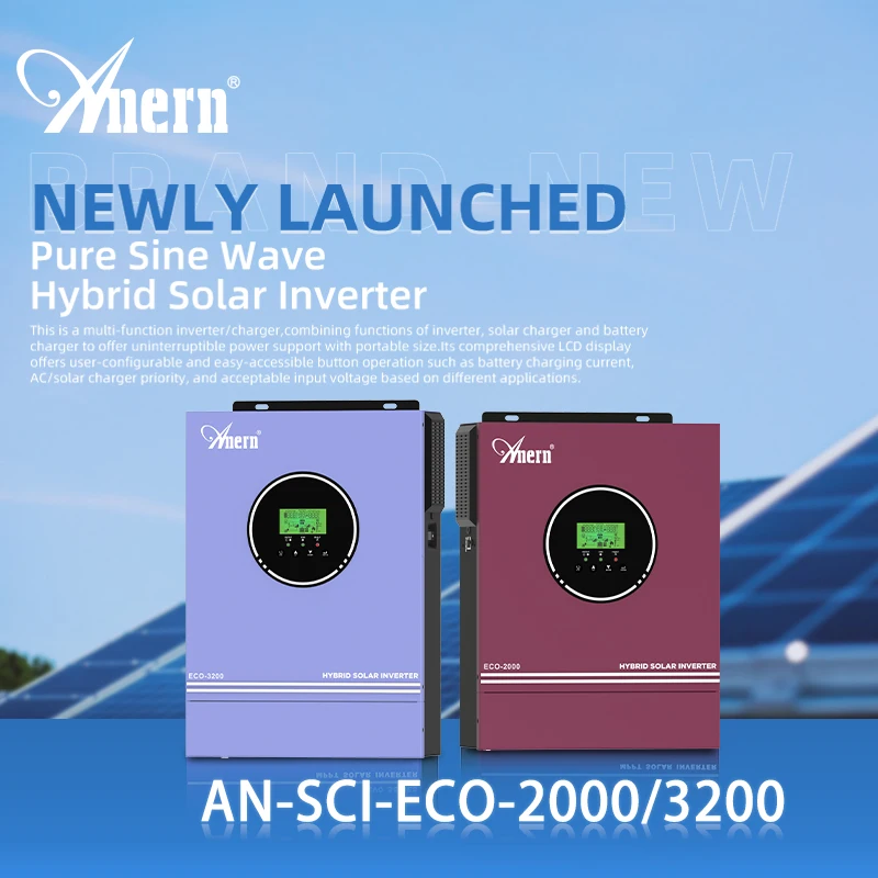 Anern Mppt Solar Inverter 3KW 4.2KW 6.2KW Off Grid 24V 48V Inverter 12V 220V Pure Sine Wave Dual Output MPPT 80A 120A