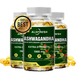 Organic Ashwagandha 1800 mg - 60/120 Vegan Capsules Pure Ashwagandha Oil and Root Extract - Stress, Mood, Immune System Support