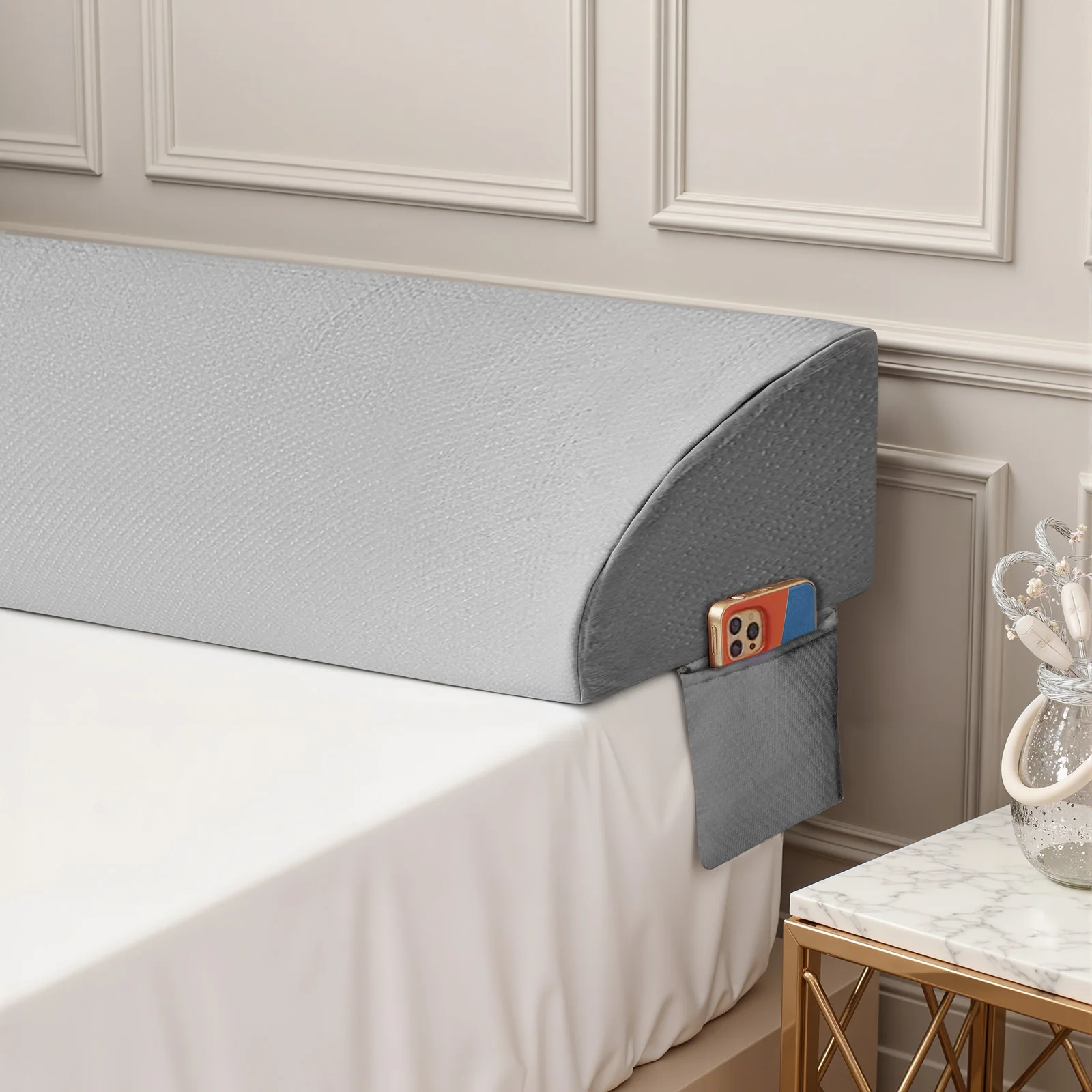 JHK Headboard Wedge Pillow Memory Foam Pillow Ergonomic Neck Pillow Ventilated Cooling Bed Pillow with Removable Washable Cover