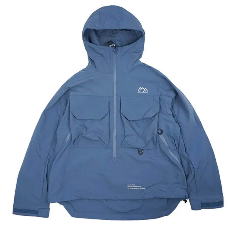 

COMFY Japanese-style Loose Waterproof Hooded Pullover CMF Half-zip Jacket for Men Oversized Coat