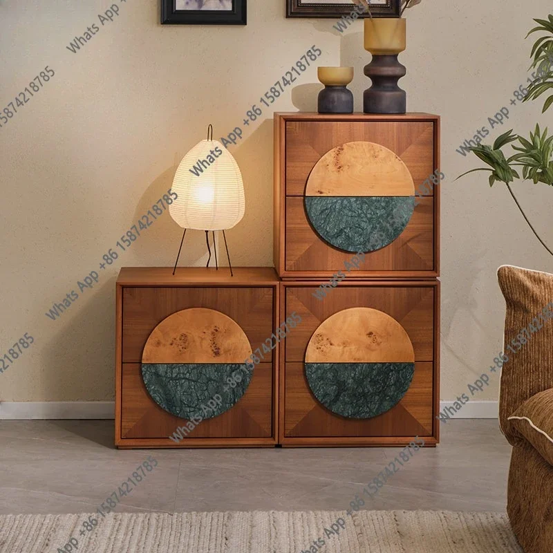 X Sunrise Medieval Retro French Living Room, Entrance Cabinet, Sofa Side Cabinet, Module Cabinet, Teak Combination Chest