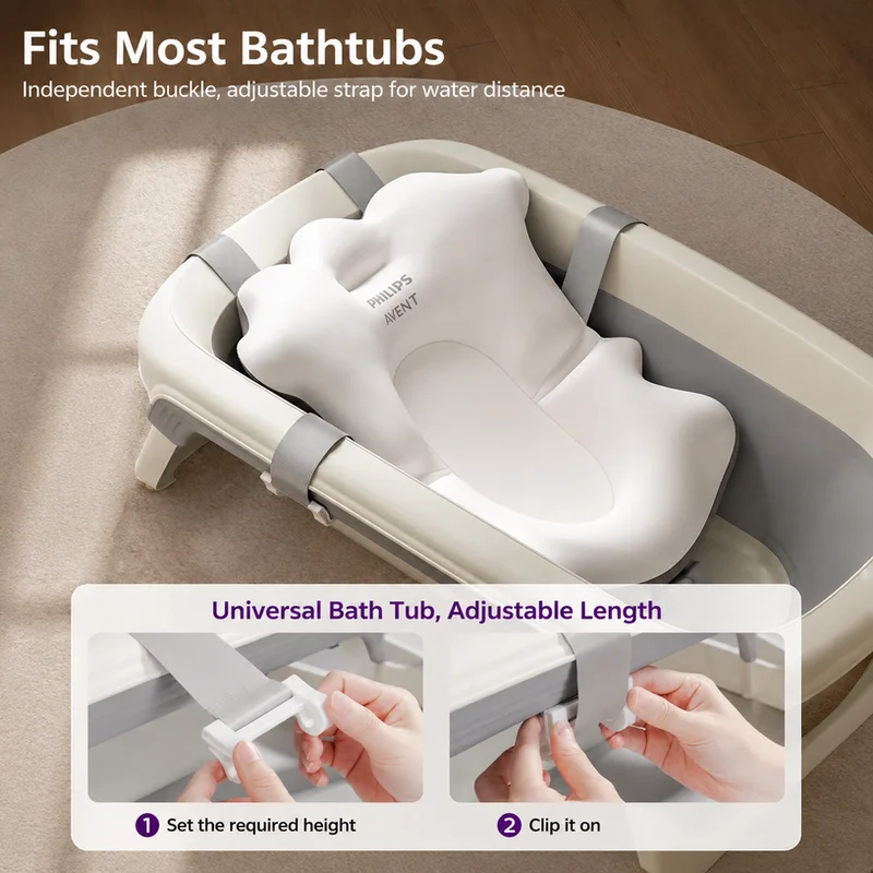 Philips Avent Baby Floating Bath Mat Spine Protection Lying Sitting Dual Use Anti-Slip Quick Dry Newborn Bath Support Cushion view 2