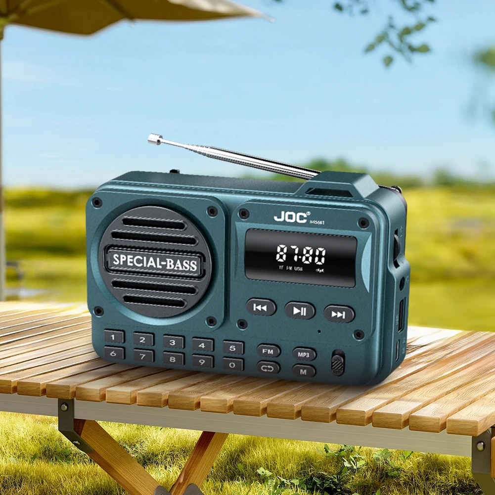 

Portable FM Radio with LED Display Wireless Charger and Telescope Antenna for Travel and Home Use Black Bluetooth Radio