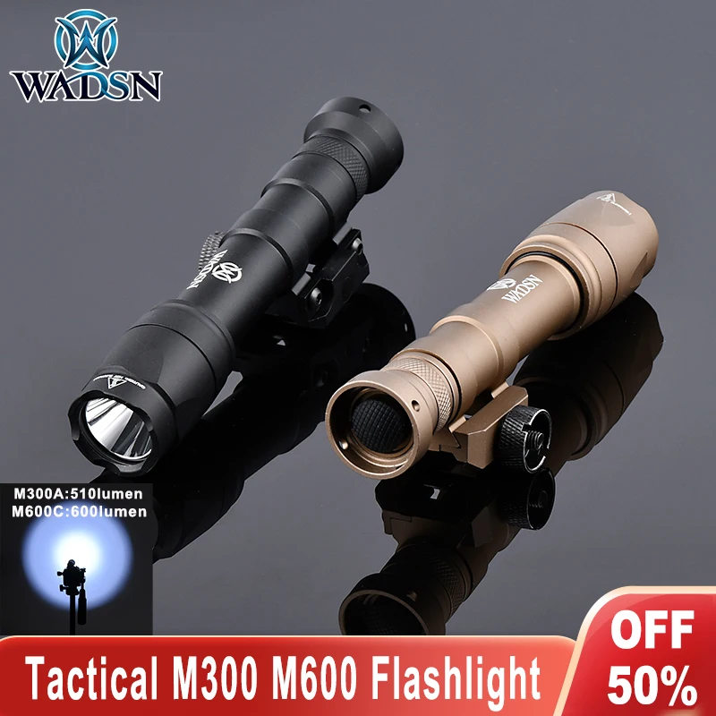 

WADSN M300 M600 Flashlight M300A M600C Tactical Scout Light 600lm Hunting Lamp Constant instant opening Fit 20mm Picatinny Rail