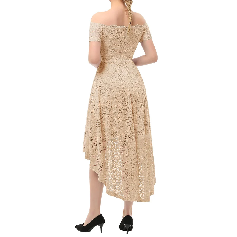 Maßgeschneiderte exquisite Kleider für die Brautmutter, Spitzen-Cocktailkleid für Damen, Hi-Lo, schulterfrei, Swing, formelles Partykleid 2025