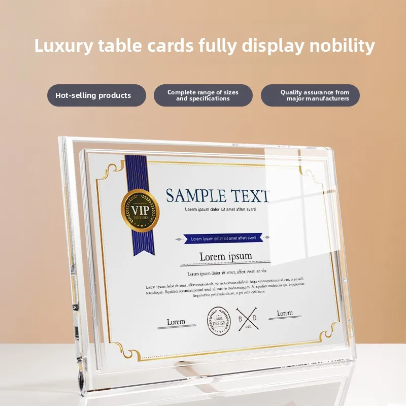 A4 Acrylic Certificate Display Frame Magnetic Transparent Award Holder Stand for Desktop Tabletop Honour Presentation and