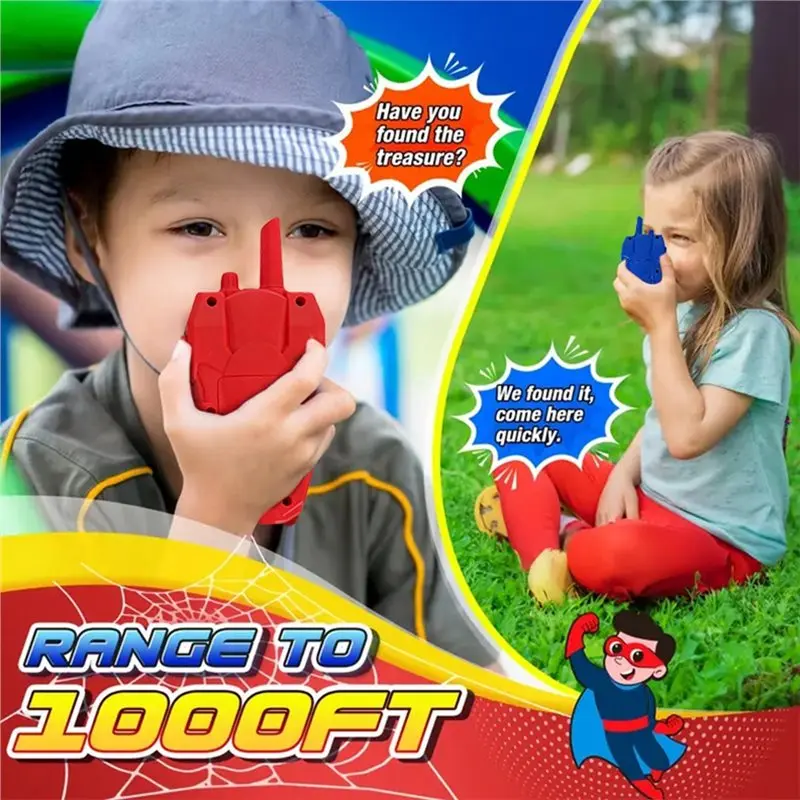 Walkie-Talkie A63T-Spider per Bambini, Confezione da 2, Comunicazione a Lungo Raggio, Gioco d'Avventura Walkie-Talkie Spider