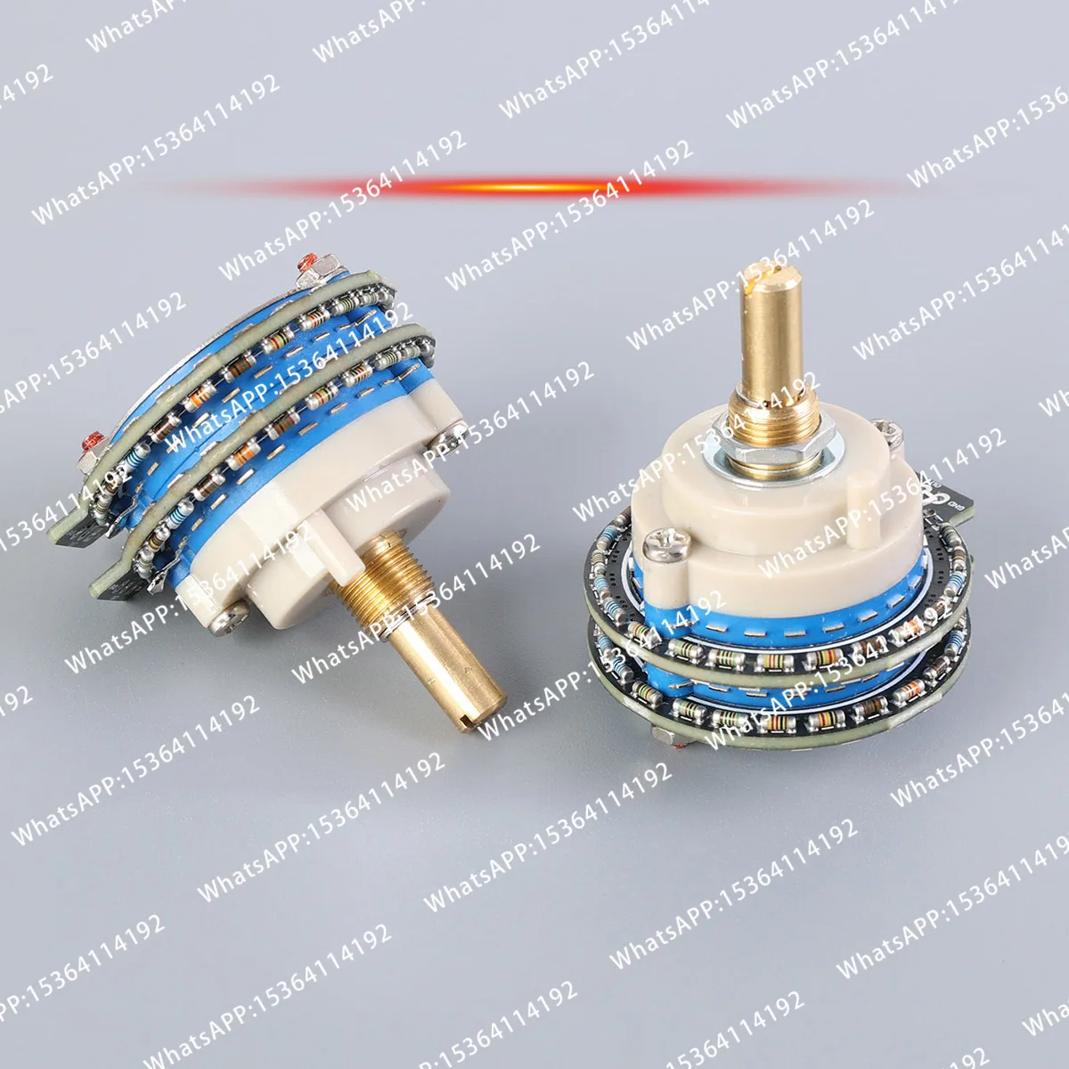 High Precision 24-Step 50K Stepped Dual-Channel Rotary Potentiometer with Round Knob for Volume Control