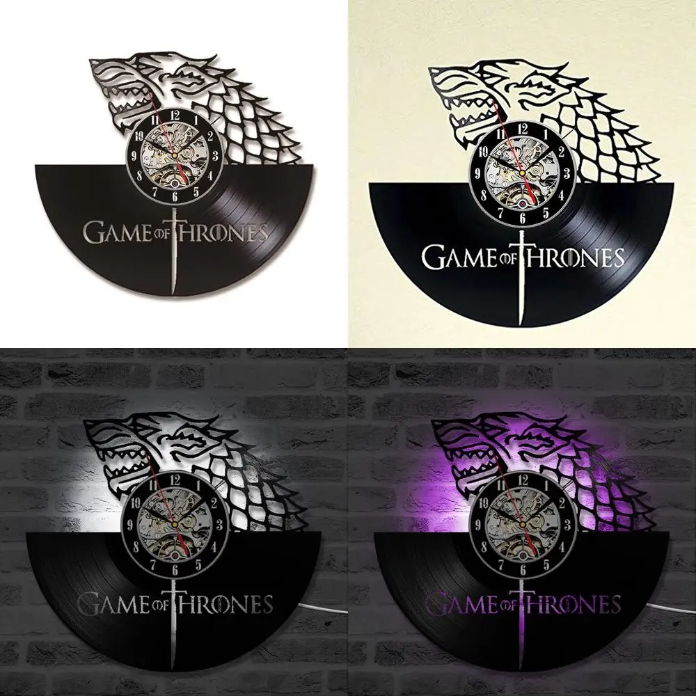 سجل ساعة حائط مسجل فينيل ساعة لعبة من عروش ساعة حائط هدية عيد ميلاد ديكور المنزل