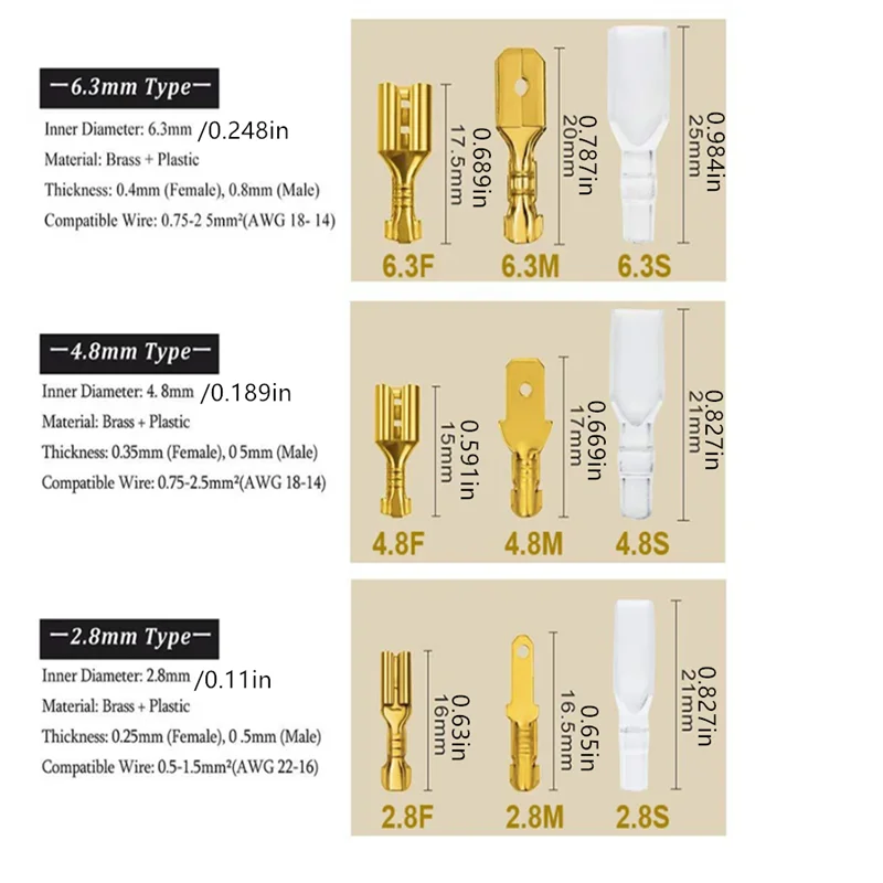 270 قطعة 2.8/4.8/6.3 مللي متر معزول ذكر موصل سلك سالب محطات تجعيد كهربائية محطة المجرف موصلات صندوق أدوات متنوعة #5