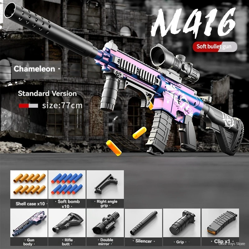 دليل الترباس رصاصة طرية قذيفة إخراج M416 البنادق لعب للبنين أطفال بندقية قناص مسدس هواء سلاح رغوة نبال الناسف ألعاب الرماية