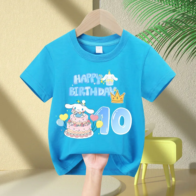 

Cinnamon Children Clothing T-shirts Cinnamoroll Cute Anime Figures Short Sleeve Sanrio Kid Kawaii Fashion Home Clothes Tee Top