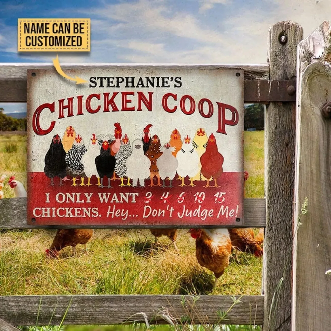 [2D Flat] Personalized Classic Metal Chicken Coop Sign Custom I Only Want Chickens Design Essential Farm Chicken Wall Decor, Dec