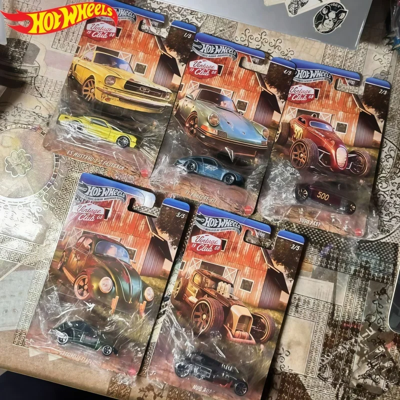 

Original Hot Wheels Classic Club Mustang Porsche 911 Volkswagen Beetle Retro Alloy Car HRT81 Silver Label Die-Cast Car Model