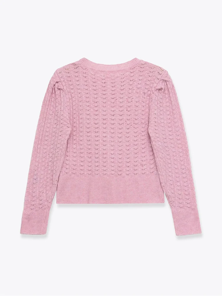 النمط الأوروبي أزياء المرأة الجديدة مزاجه تنوعا بسيطة بلون جولة الرقبة سترة طويلة الأكمام