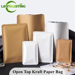 100PCS/300PCS Kraft/White Paper Open Top Bag Coffee Tea Powder Soap Chocolate Candy Spice Trail Heat Sealing Packaging Pouches