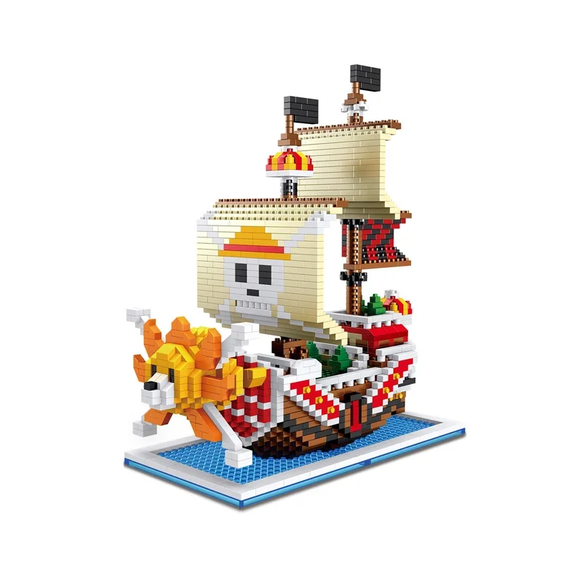 One Piece Pirate Ship Polortang Building Block Anime Thousand Sunny Going Merry Shanks Boa Mini Bricks Toy Figure For Kids Toy