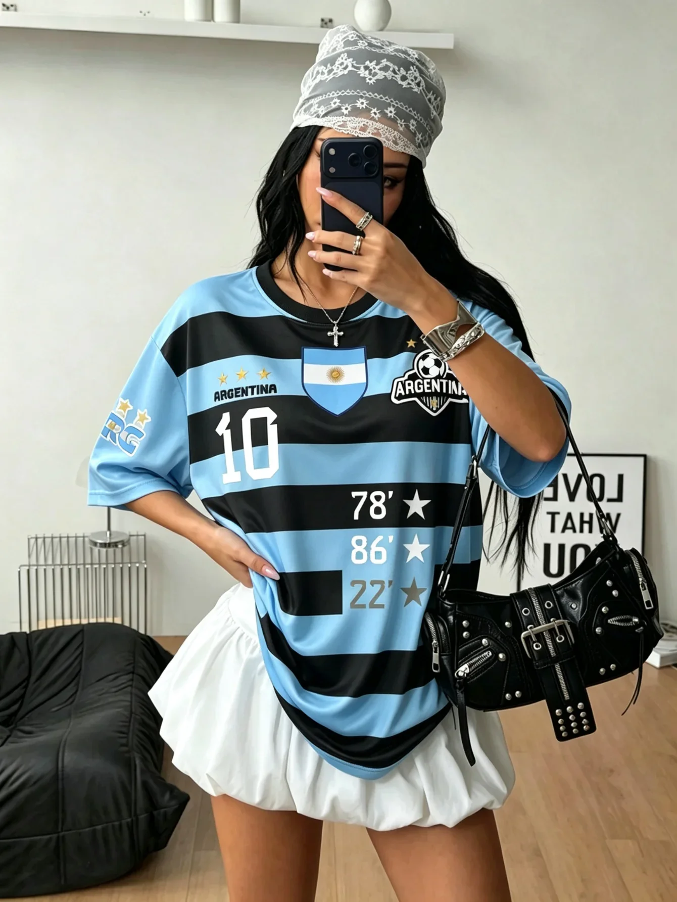 Men Women Unisex Argentina Soccer Jersey Y2K Number 10 Champion Graphic Tee Plus Size Standard Size Football Streetwear Top