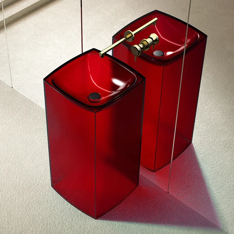 Color transparent resin column basin Column basin Washbasin Hotel Engineering Homestay
