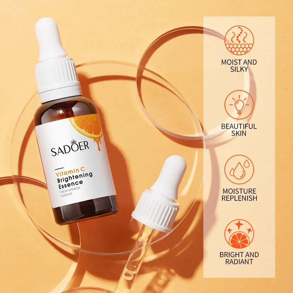 SADOER Face Serum Vitamin C Brightening Brighten Moisturizing Skin Repair Smooth Facial Serum Essence Facial Firming Skin Care