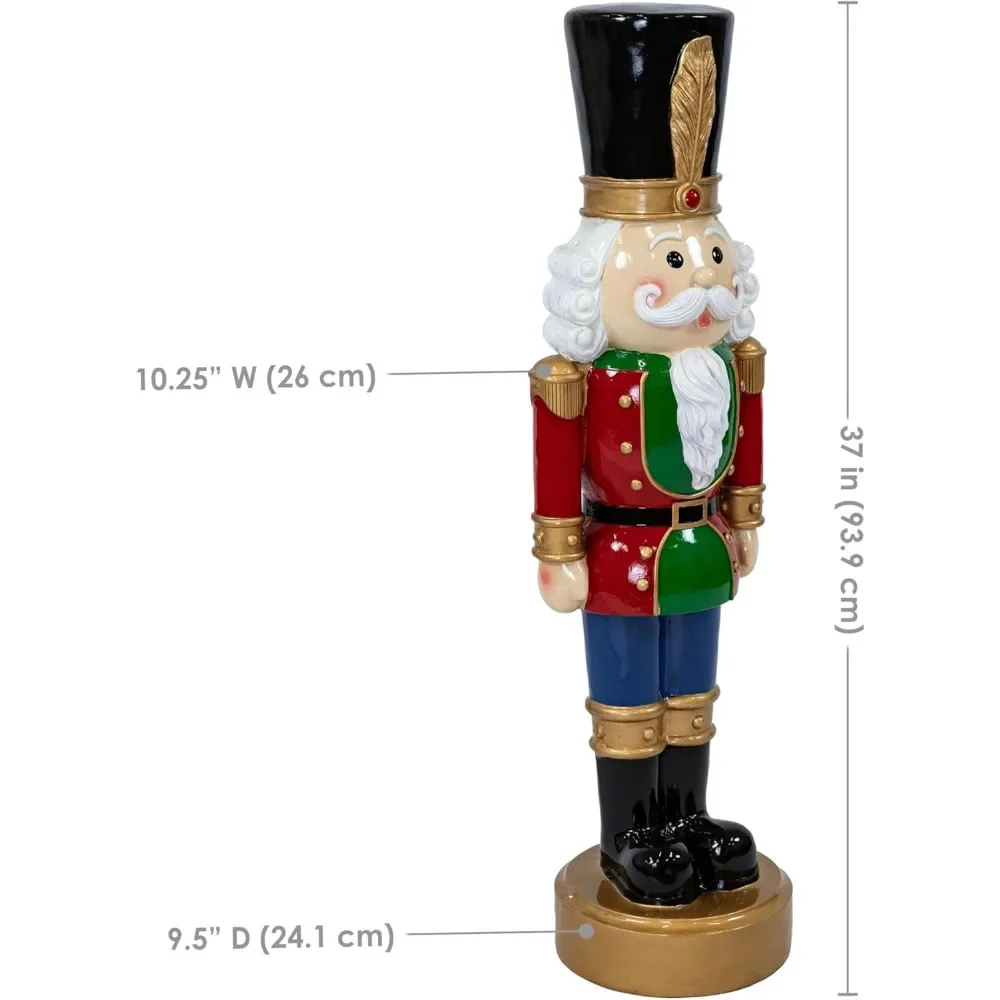 Sunnydaze 3ft Tommy The Toy Soldier Nutcracker Christmas Decoration - Polyresin Indoor or Outdoor Nutcracker Statue