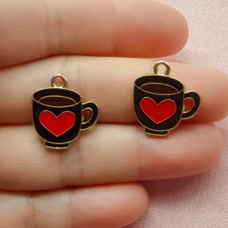 12pcs Colorful Drip Oil Love Coffee Pendant Small Accessories Decoration Creative DIY Bracelet Necklace Earring Pendant - view 4