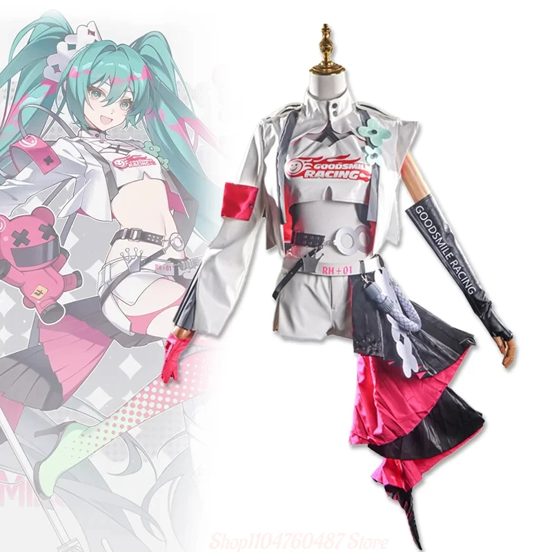 

Anime Mikuu Cosplay Costume Adult Women Racing Uniform Coat Shorts Gloves Headwear Full Set Accessoies Suit Halloween Outfits