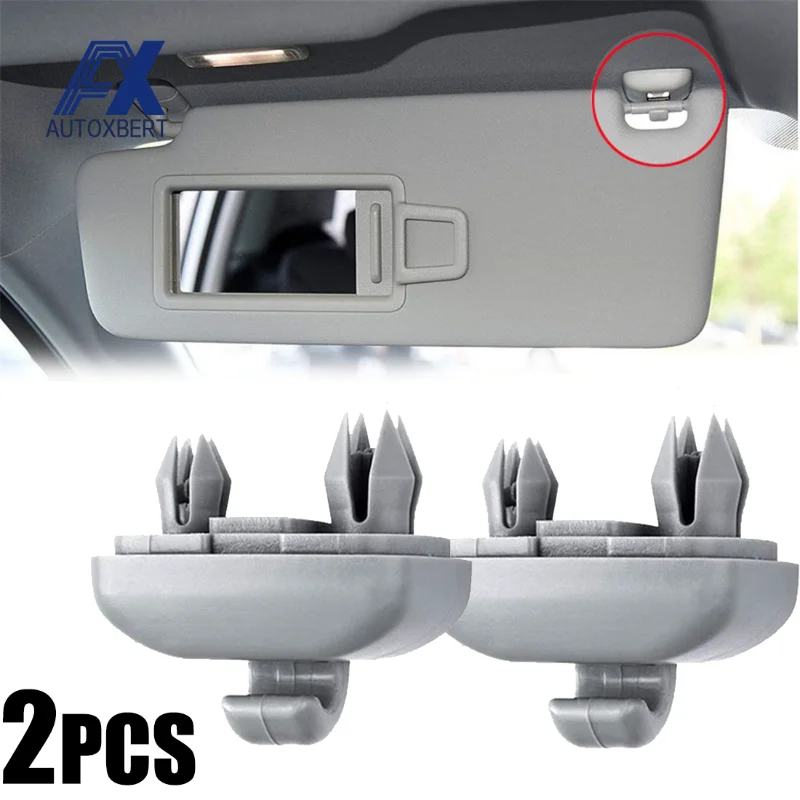 2Pcs Car Sun Visor Clip Gray Interior Hanger Hook Clip Bracket for Audi A1 A3 S3 A4 S4 Allroad A5 S5 Q3 Q5 8U0857562A Grey