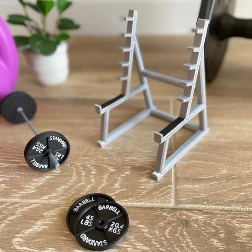 Pen Storage Squat Rack Decoration Desk Barbell Rack Pen Holder Display Rack Portable Gym Theme Pen Rack With Barbells Weights