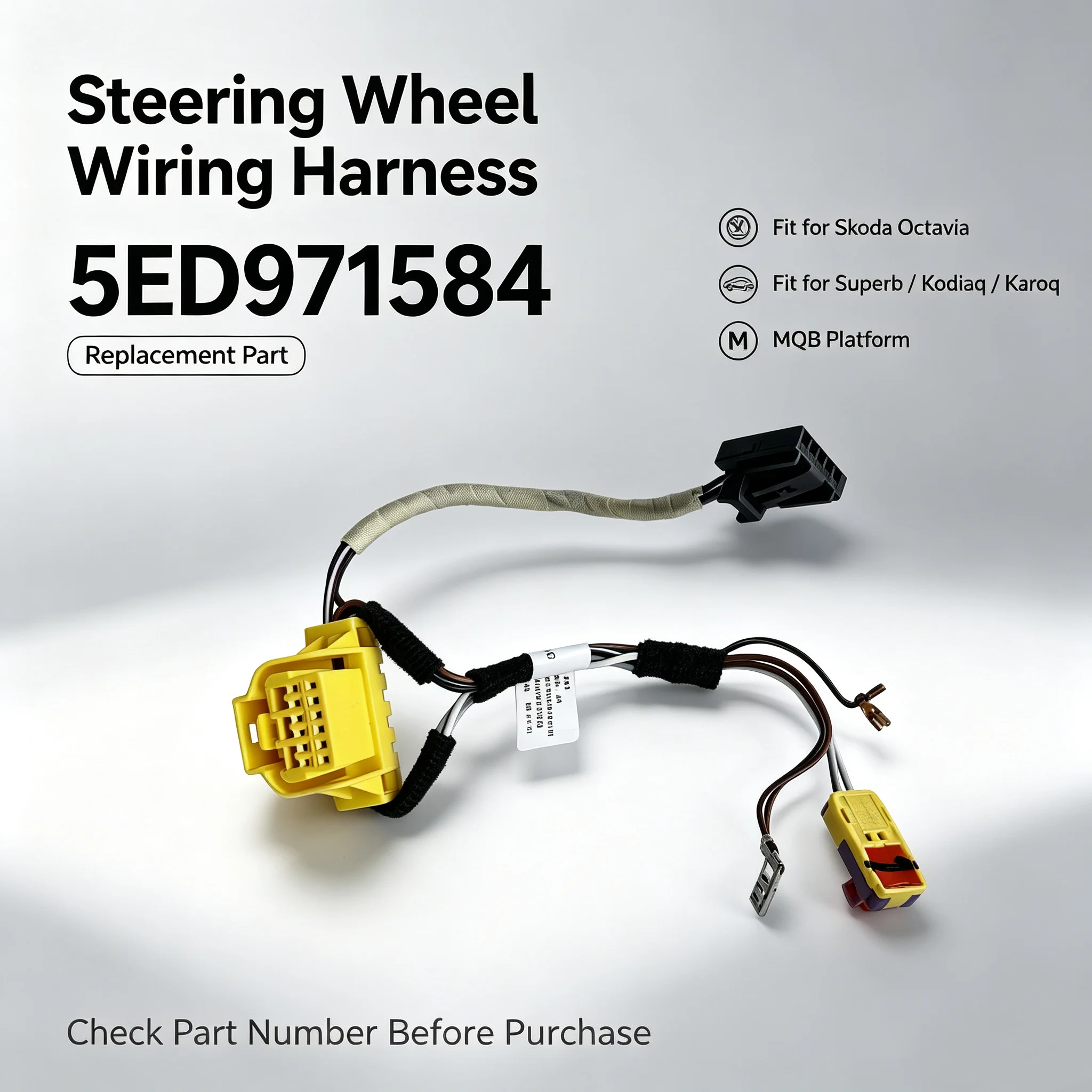 Multifunction Steering Wheel Harness Cable OEM 5ED971584 For MQB Platform Skoda Octavia Superb Kodiaq Karoq