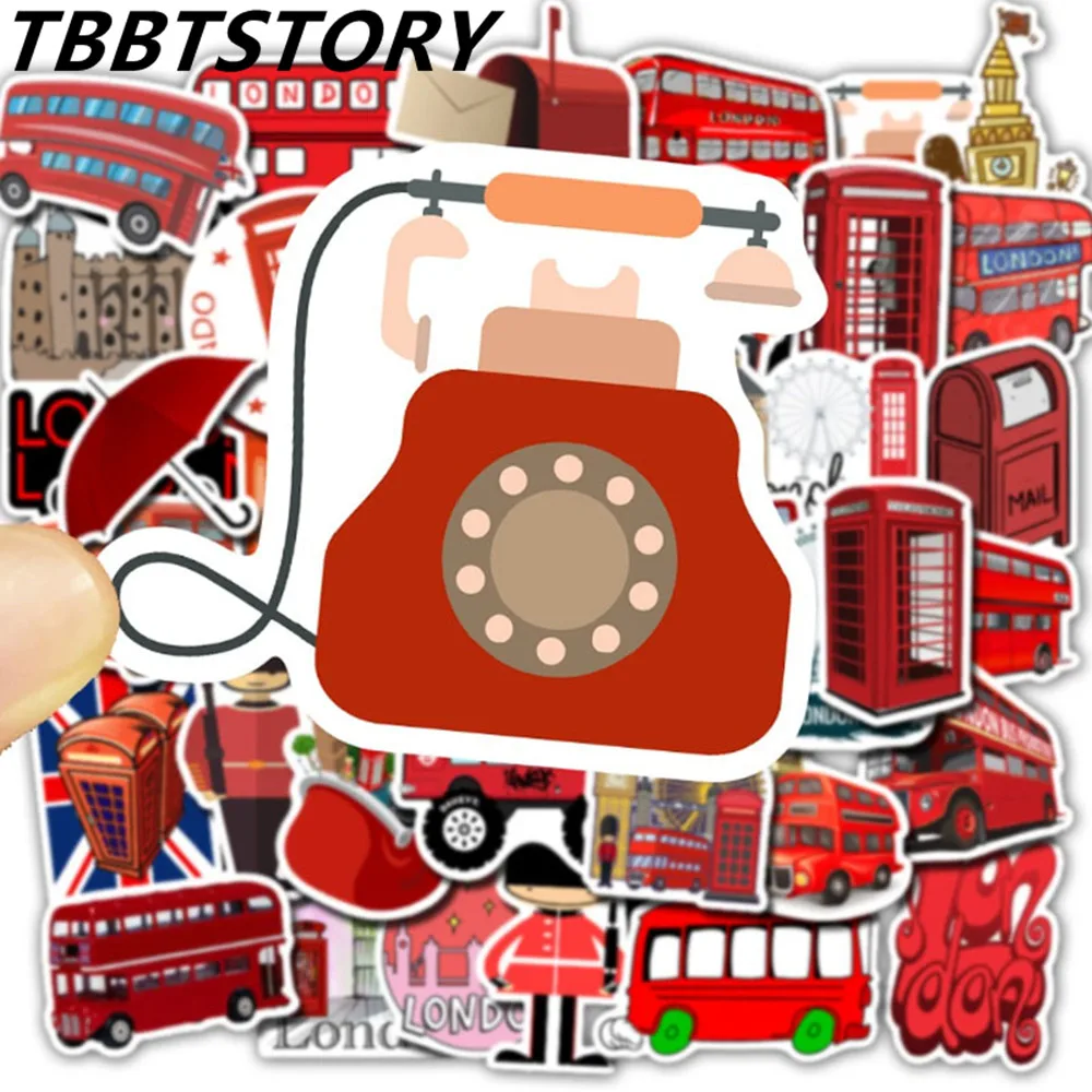 10/30/50Pcs England Landmark อังกฤษ London Bus บูธโทรศัพท์สติกเกอร์ตกแต่งโทรศัพท์แล็ปท็อป Scrapbooking กระเป๋าเดินทาง Decals