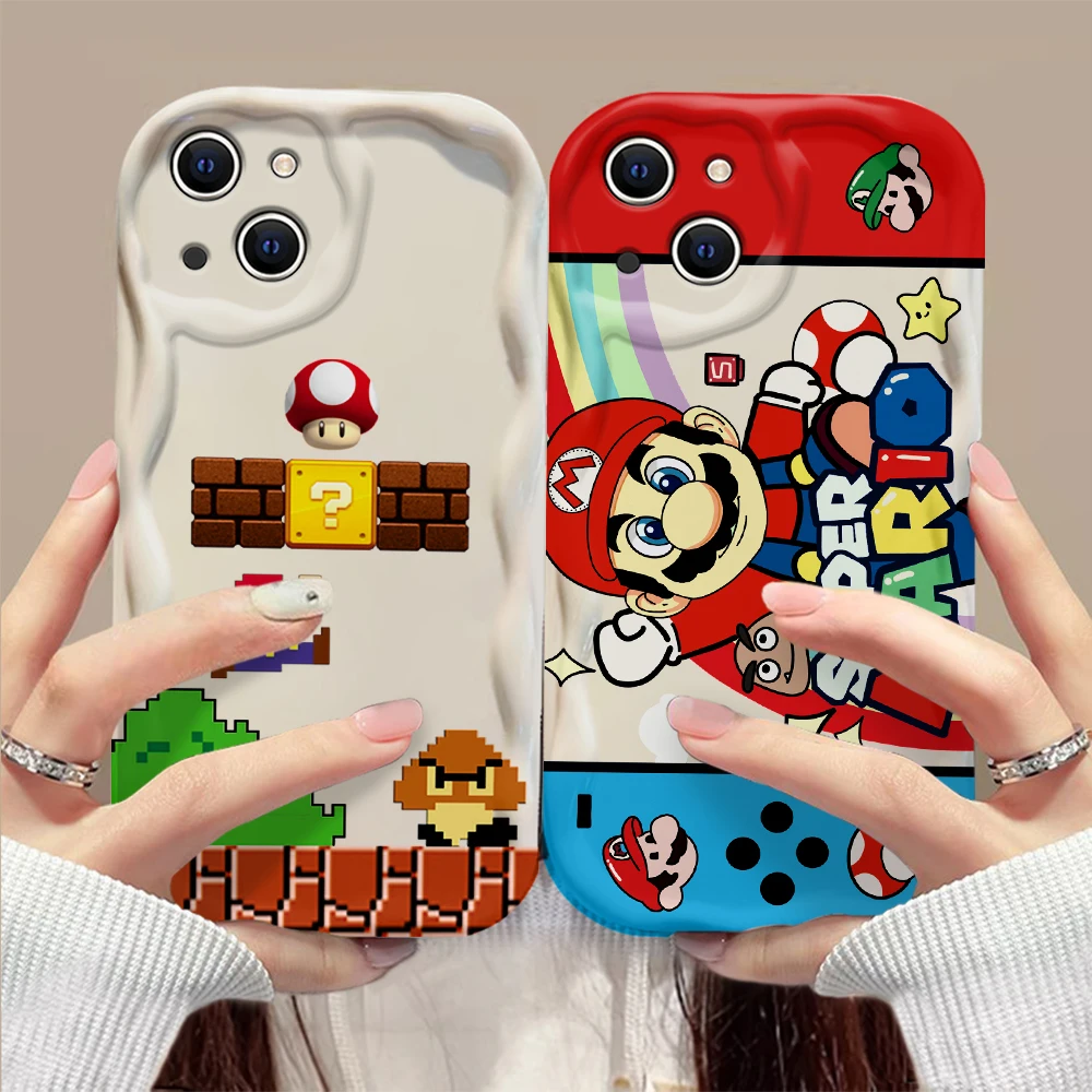 Cartoon Games 3D Wave Case For iPhone 15 14 13 12 11 Pro Max Mini X XR XSMAX 8 7 6S Plus For Marios Soft Silicone Cover