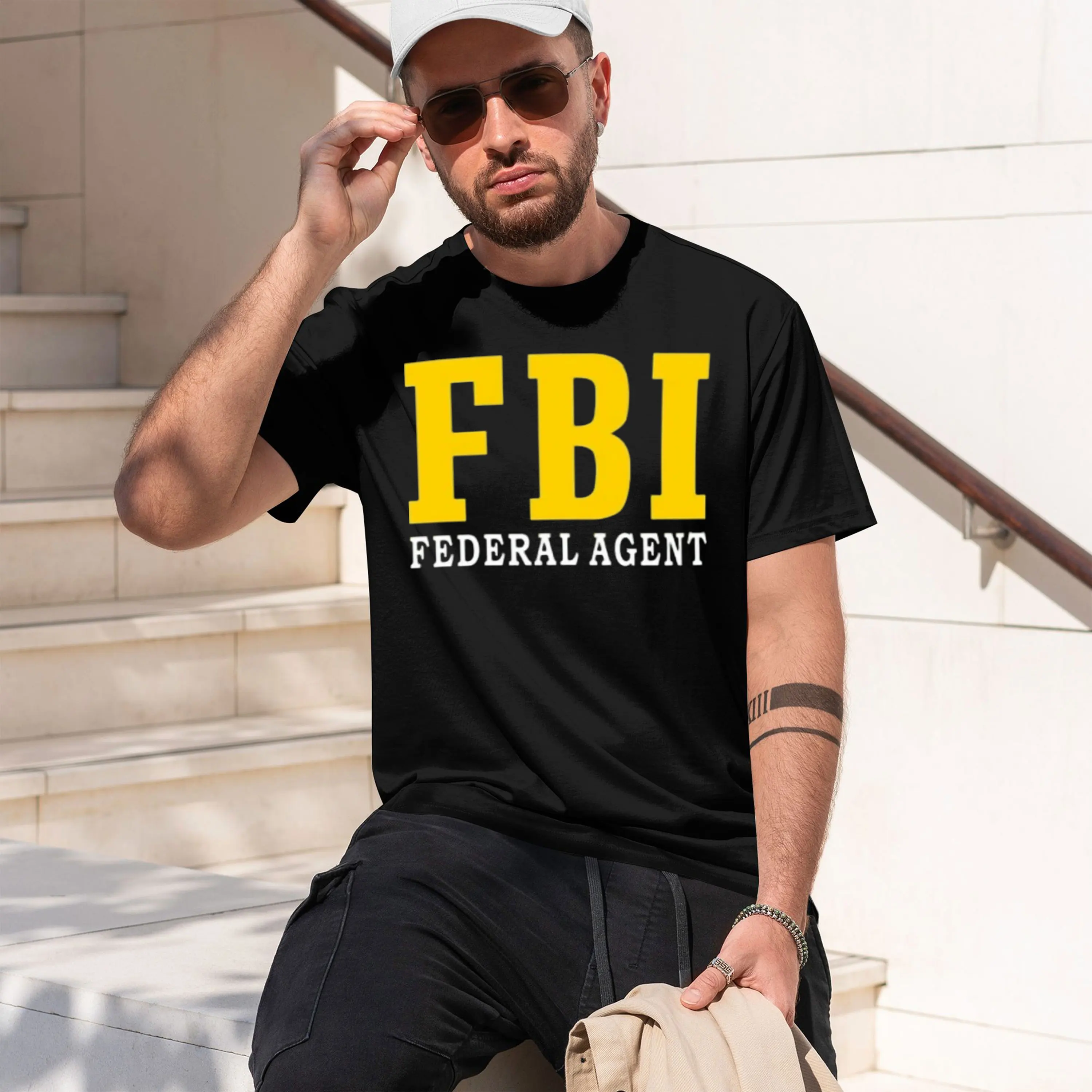 2026 New Model FBI Investigates Men's Pure Cotton T-shirt FBI Agents Service CIA Staff T-shirt CIA Staff T-shirt
