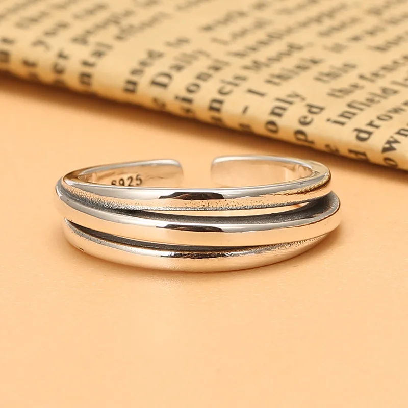 

S925 sterling silver retronormcore asymmetrical ring stylish female silver ring korean dongdaemun jewelry ring